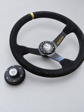 Load image into Gallery viewer, Sparco Black Suede Steering Wheel with NRG Quick Release