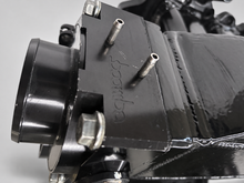 Load image into Gallery viewer, Evo 8,9 drag intake with boomba throttle body &amp; tps freshly coated black.