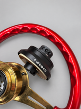 Load image into Gallery viewer, Candy Red Nardi 14 inch steering wheel with NRG quick release.