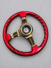Load image into Gallery viewer, Candy Red Nardi 14 inch steering wheel with NRG quick release.