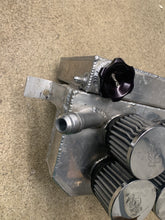 Load image into Gallery viewer, Aluminum oil Catch can and overflow setup homemade.