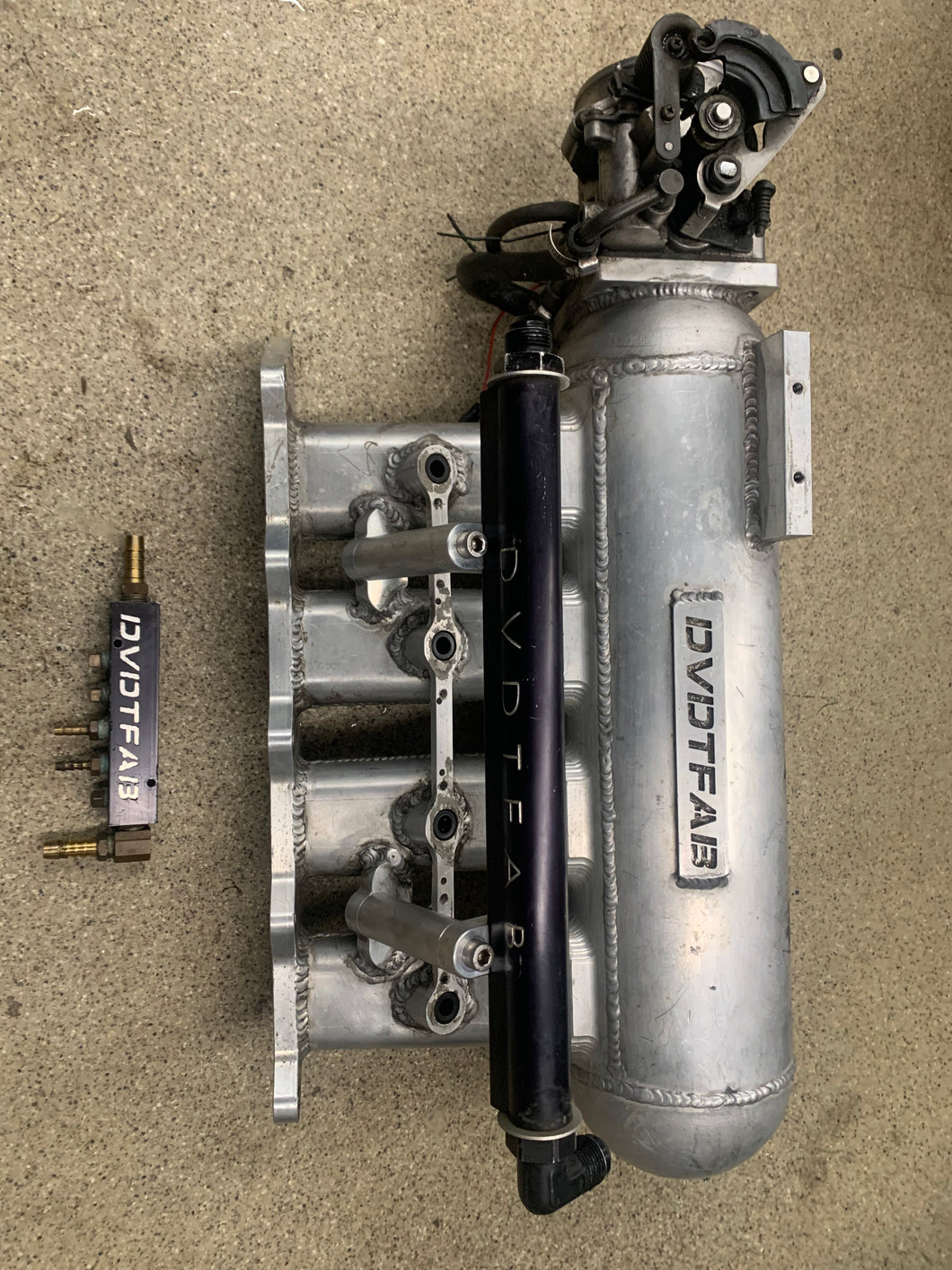 DVDTFAB sheet metal intake manifold, dual rails and Q45 TB