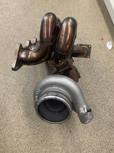 OBX racing exaust manifold and Holset HY35 turbo rebuilt by Justin whitesell.