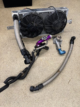 Load image into Gallery viewer, Chase bays tucked aluminum Radiator setup with the an lines.
