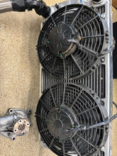 Load image into Gallery viewer, Chase bays tucked aluminum Radiator setup with the an lines.